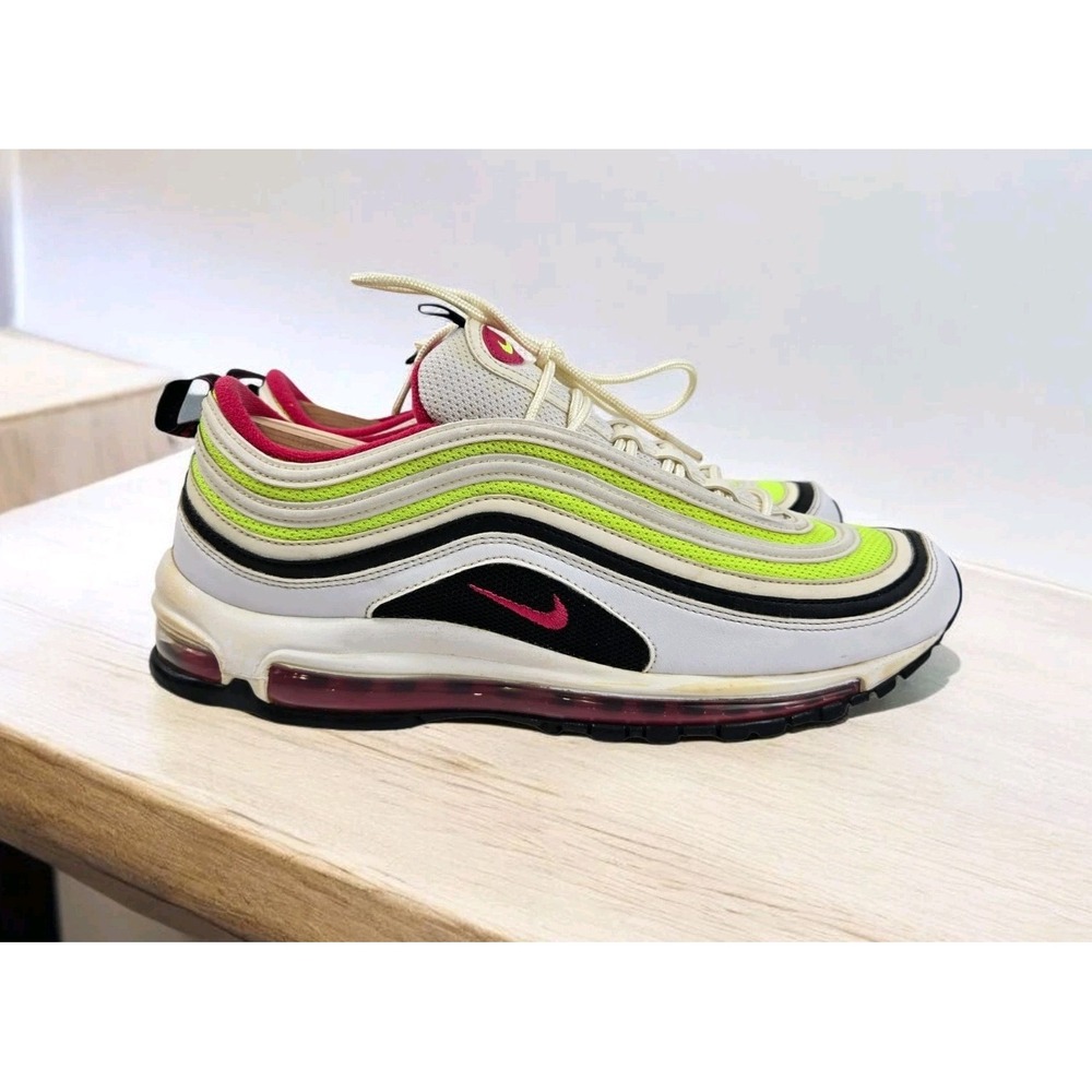 Nike Air Max 97 White Rush Pink Black Volt Green Sneakers CI9871-100 Men Size 11